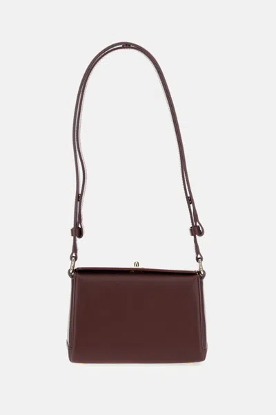 Plan C Maroon Leather Shoulder Bag In Burgundy