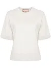 Plan C Mélange Knitted T-shirt In Grey