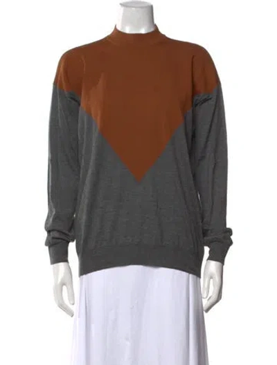 Pre-owned Plan C Merino Wool Colorblock Pattern Sweater In Grey