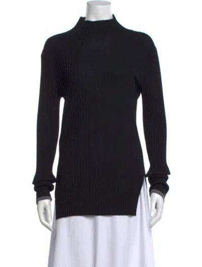 Pre-owned Plan C Merino Wool Mock Neck Sweater In Black
