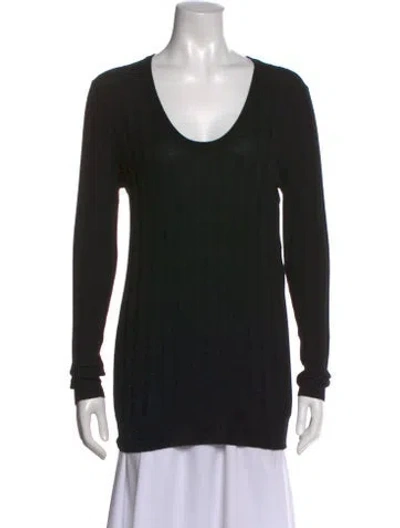 Pre-owned Plan C Merino Wool Scoop Neck Top In Black