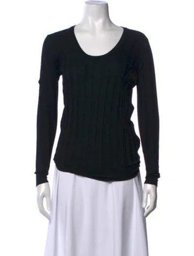 Pre-owned Plan C Merino Wool Scoop Neck Top In Black