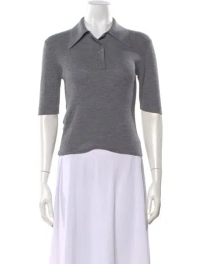 Pre-owned Plan C Merino Wool Short Sleeve Polo In Gray