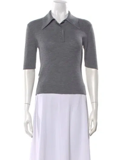 Pre-owned Plan C Merino Wool Short Sleeve Polo W/ Tags In Gray