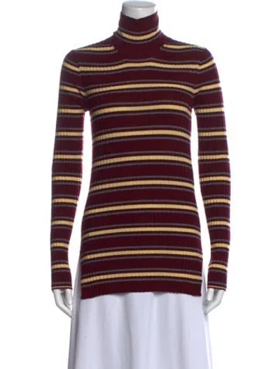 Pre-owned Plan C Merino Wool Striped Top In Burgundy