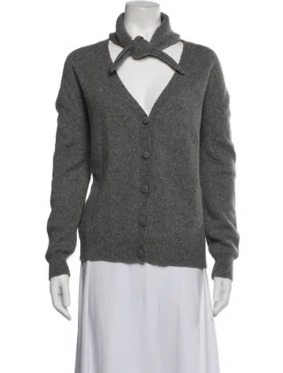 Pre-owned Plan C Merino Wool V-neck Sweater In Grey