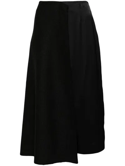 Plan C Micro-pattern Midi Skirt In Qun09 Black