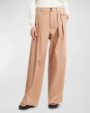 PLAN C MID-RISE DOUBLE-PLEATED STRAIGHT-LEG TROUSERS