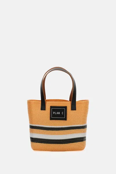 Plan C Mini Handbag In Straw In Brown
