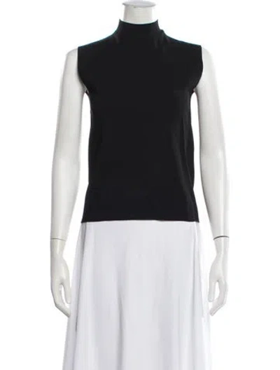 Pre-owned Plan C Mock Neck Sleeveless Top In Black