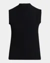 Plan C Mock-neck Jersey Tank Top In Black 00n99