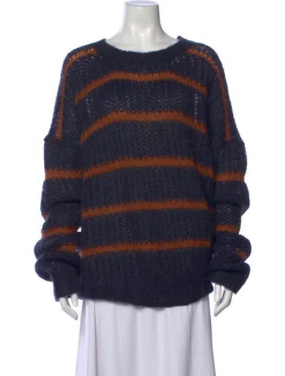 Pre-owned Plan C Mohair Striped Sweater In Blue