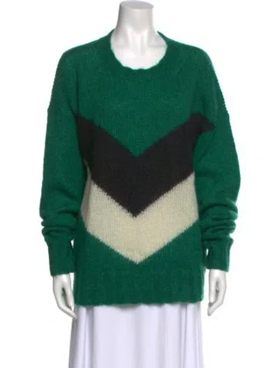 Pre-owned Plan C Mohair Striped Sweater In Green