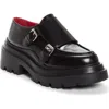 Plan C Monk Strap Buckle Platform Loafer In Black