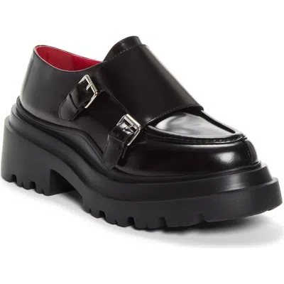 Plan C Monk Strap Buckle Platform Loafer In Black