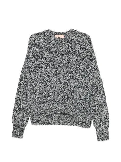 Plan C Muliné Crew-neck Sweater In Gray