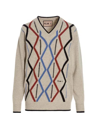 PLAN C MULTICOLOR JACQUARD SWEATER