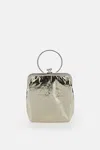 Plan C Odd Rectangular Laminated Leather Pouch In Gold