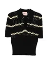 Plan C Zigzag-knit Polo Shirt In Black