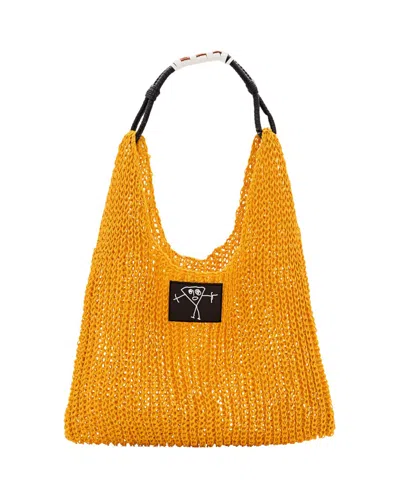 Plan C Orange Mesh Shopper Bag