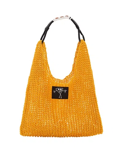 Plan C Orange Mesh Shopper Bag