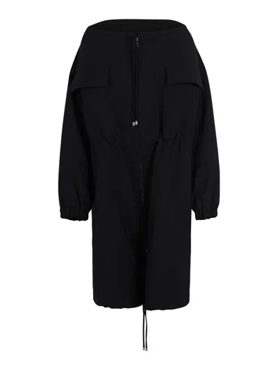 Plan C Oversized Coat With Drawstring In Black