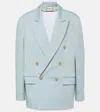 Plan C Oversized Cotton-blend Blazer In Blue