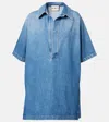 Plan C Snap-slits Collared Denim Shirt In Indigo