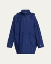 Plan C Oversized Nylon Anorak Jacket In Blue