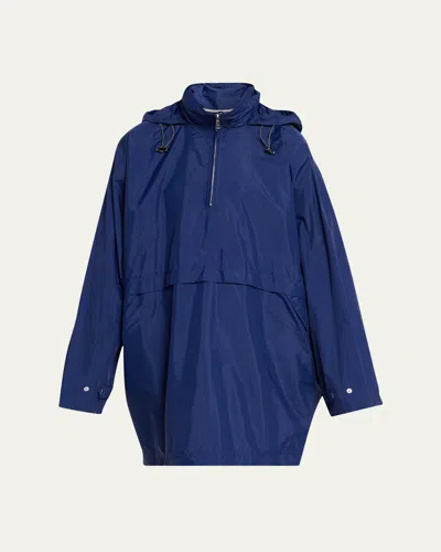 Plan C Oversized Nylon Anorak Jacket In Blue