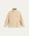 Plan C Oversized Nylon Utility Jacket In Neutral