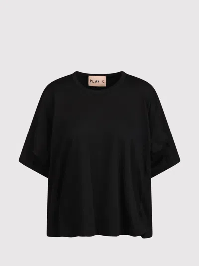 Plan C Oversized T-shirt With Printed Logo In Black