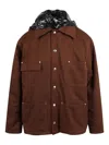 Plan C Padded Cargo Flap-pocket Hooded Jacket In Brown