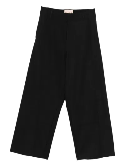 Plan C Panelled Straight-leg Trousers In Black