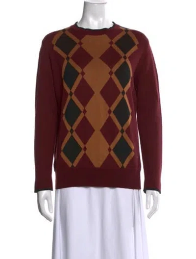 Pre-owned Plan C Patterned Crew Neck Sweater In Burgundy