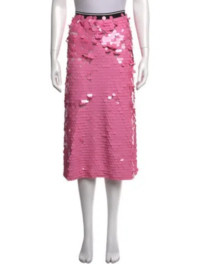 Pre-owned Plan C Patterned Midi Length Skirt In Pink