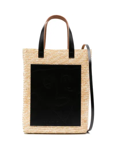 PLAN C PILI AND BIANCA STRAW TOTE BAG
