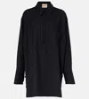 Plan C Pinstripe Wool-blend Shirt In Green