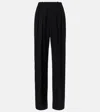 Plan C Pinstripe Wool-blend Wide-leg Pants In Green