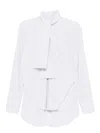 Plan C Pinstriped Tie-neck Shirt In White