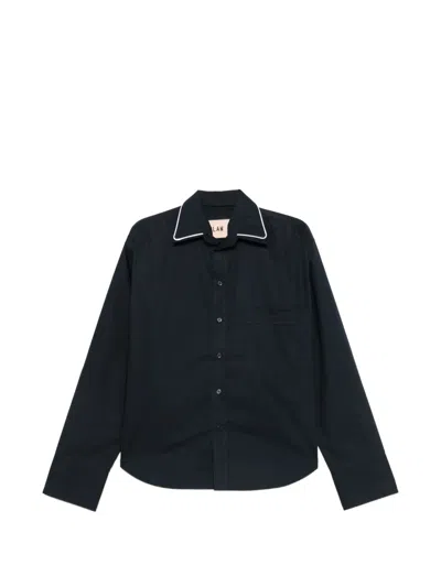 Plan C Piping-detail Chest-pocket Shirt In Black