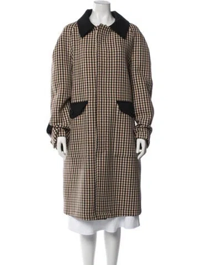 Pre-owned Plan C Plaid Print Coat W/ Tags In Brown