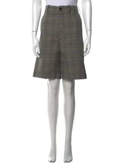 Pre-owned Plan C Plaid Print Knee-length Shorts In Multicolor