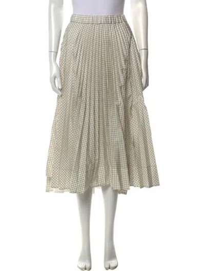 Pre-owned Plan C Plaid Print Midi Length Skirt In White