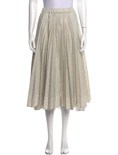 Pre-owned Plan C Plaid Print Midi Length Skirt In White