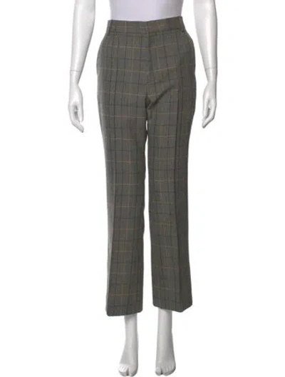 Pre-owned Plan C Plaid Print Straight Leg Pants In Black