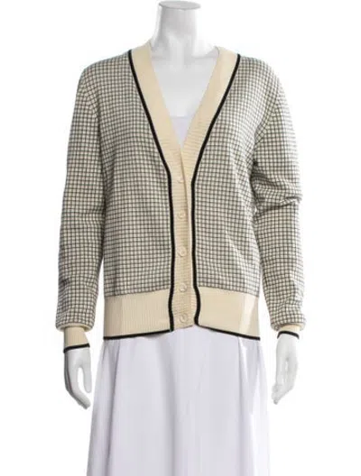 Pre-owned Plan C Plaid Print V-neck Sweater In Neutrals