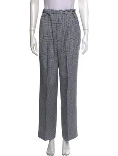 Pre-owned Plan C Plaid Print Wide Leg Pants In Blue
