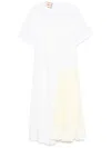Plan C Cotton Dress With Pleated Insert In White