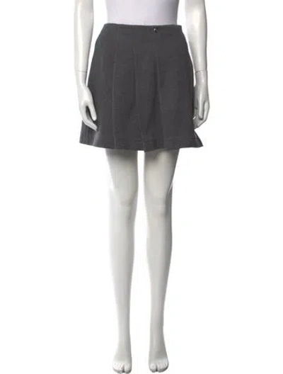Pre-owned Plan C Pleated Accents Mini Skirt In Gray